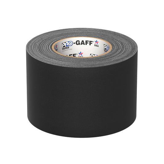 Pro Tapes Pro Gaff gaffer tape roll, 4-inch wide, black.