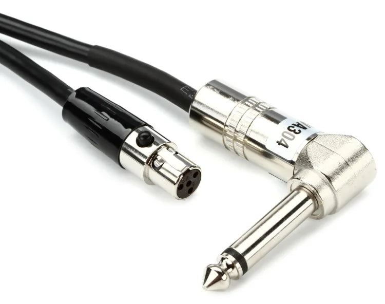 Shure WA304 1/4-inch Right-angled to TA4F Instrument Cable for Wireless Bodypack Transmitter