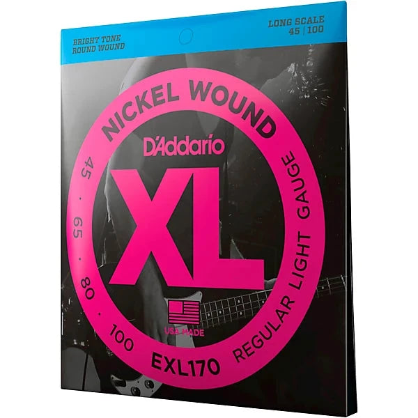 D’Addario EXL170 XL Nickel Bass Strings – 45-100 Regular Light (Long Scale)