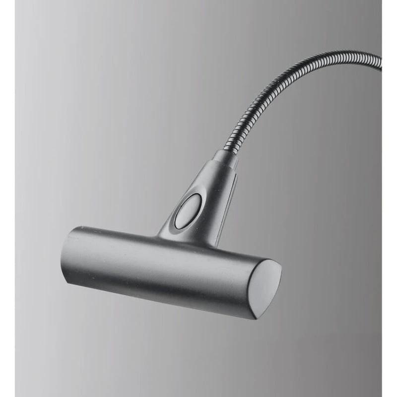 K&M 12264 T-Model LED Rechargable Flexlight, silver gooseneck music stand light