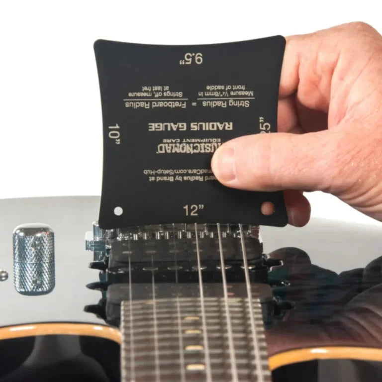 Music Nomad radius gauge set 2-pack, two black gauges for guitar fretboard radius measurement.