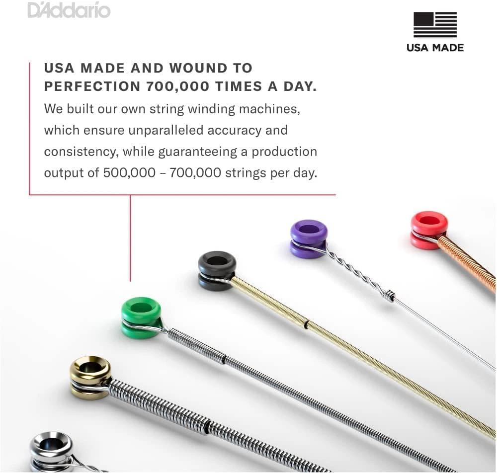 D'Addario NYXL 6-string bass strings; long-scale set with colored ball-ends