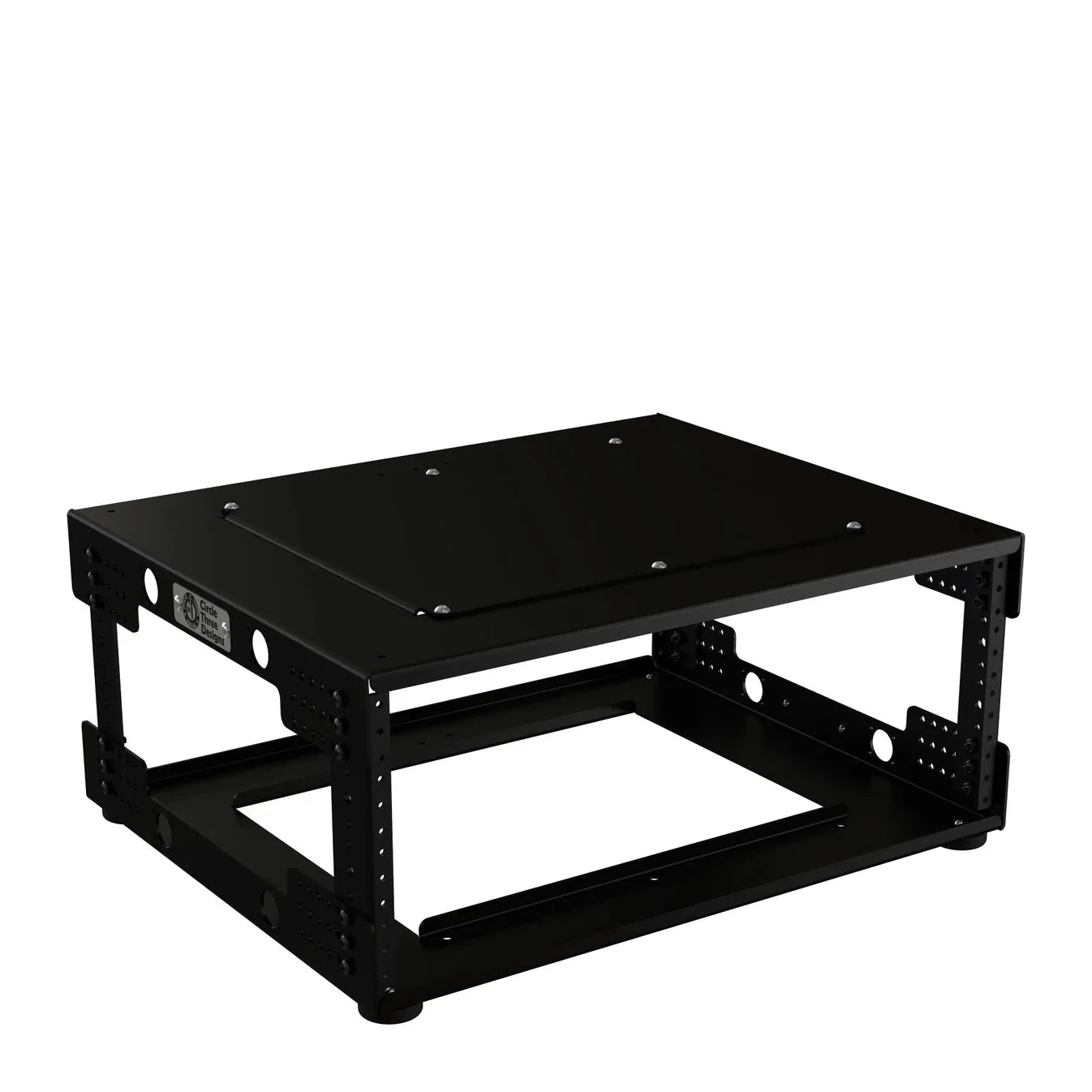 Circle Three Designs 4RU Aluminum Gen 2.0 Fly Rack, black metal rack system for Pelican Air 1637