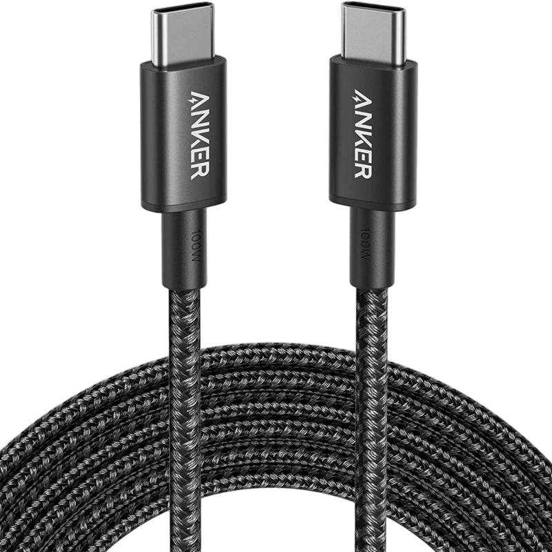 Anker USB-C Cable, 6 ft braided black for high-speed charging