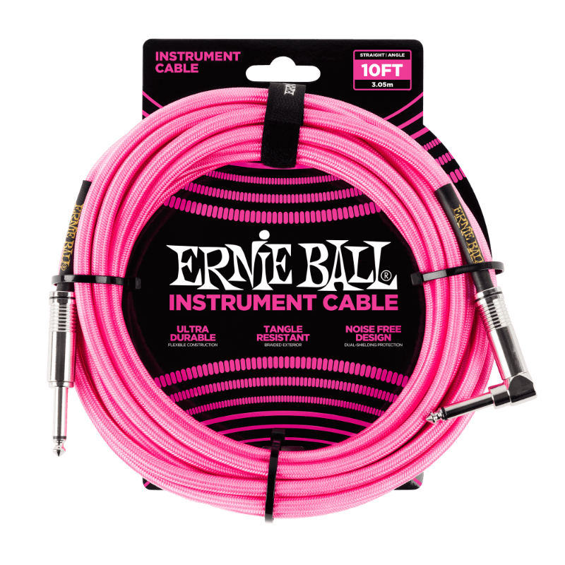Ernie Ball 10ft Braided Instrument Cable (Straight/Angle)
