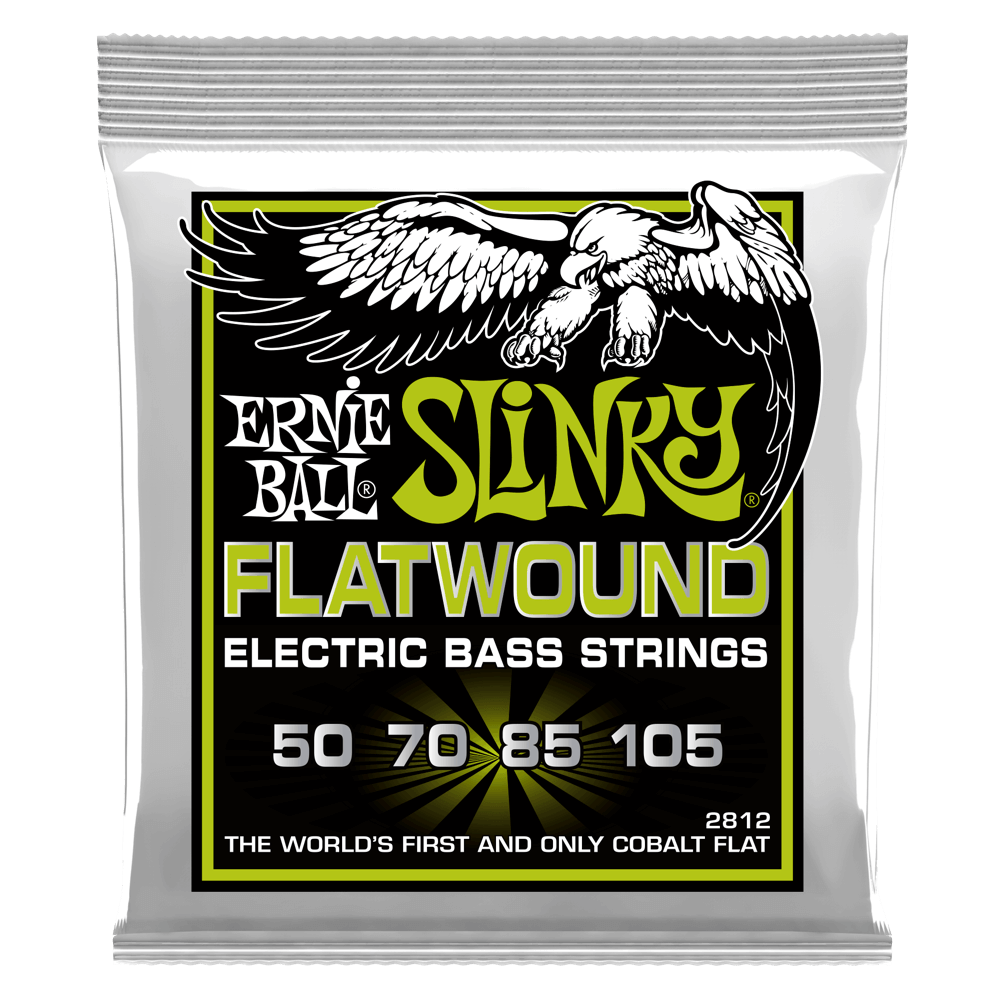 Ernie Ball Slinky Flatwound electric bass strings packaging with eagle logo
