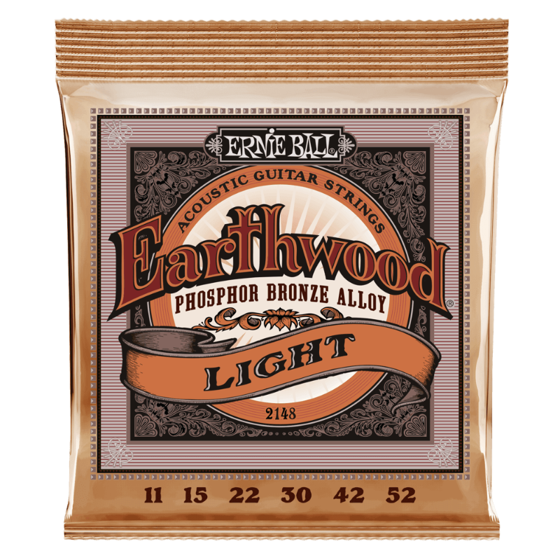Ernie Ball 11-52 Light Earthwood Phosphor Bronze Acoustic Guitar Strings