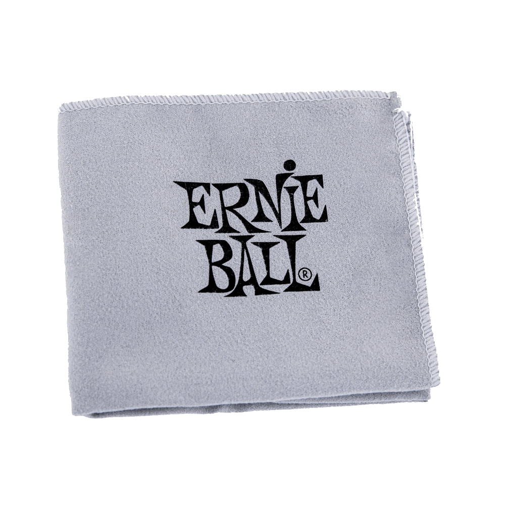 Gray towel with Ernie Ball logo on a white background