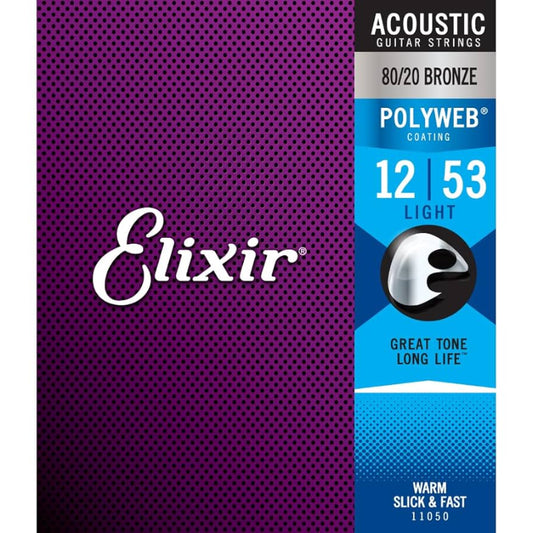 Elixir 12-53 Light/Medium, Phosphor Bronze with Polyweb Coating Acoustic Guitar Strings