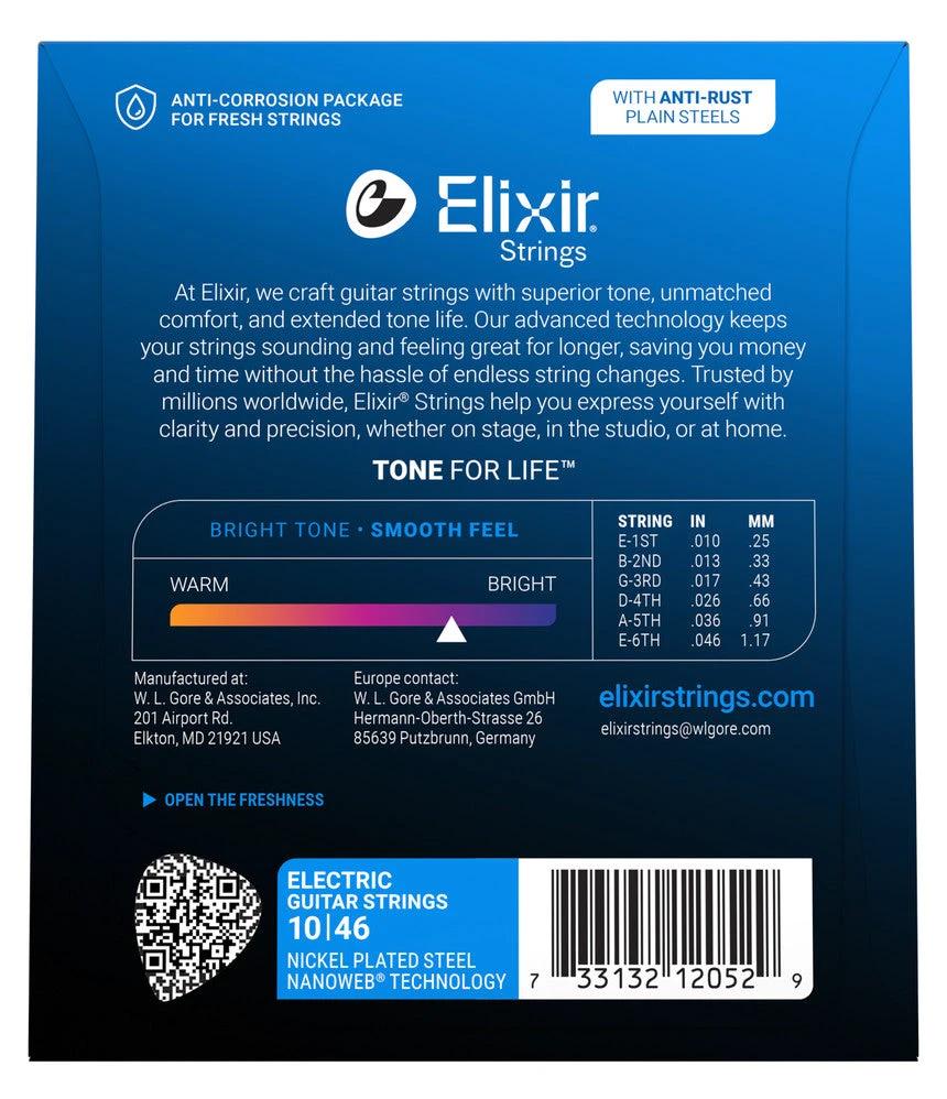 Elixir Strings 12052 Nanoweb Electric Guitar Strings - .010-.046 Light