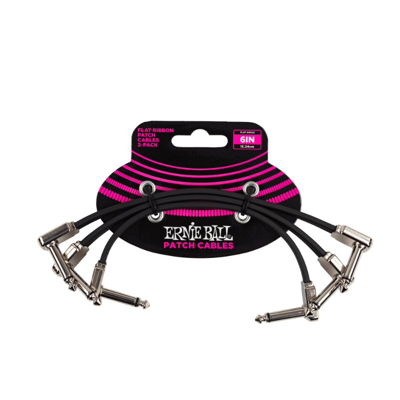 Ernie Ball 3-Pack Flat Ribbon Patch Cable (6 inch)