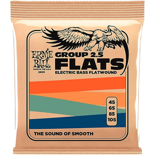 Ernie Ball Flatwound Group 2.5 Electric Bass Strings 45 - 105