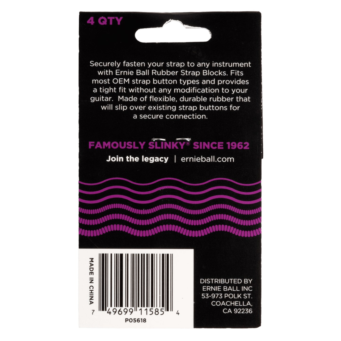 Ernie Ball Strap Blocks - Purple - 4 Pack