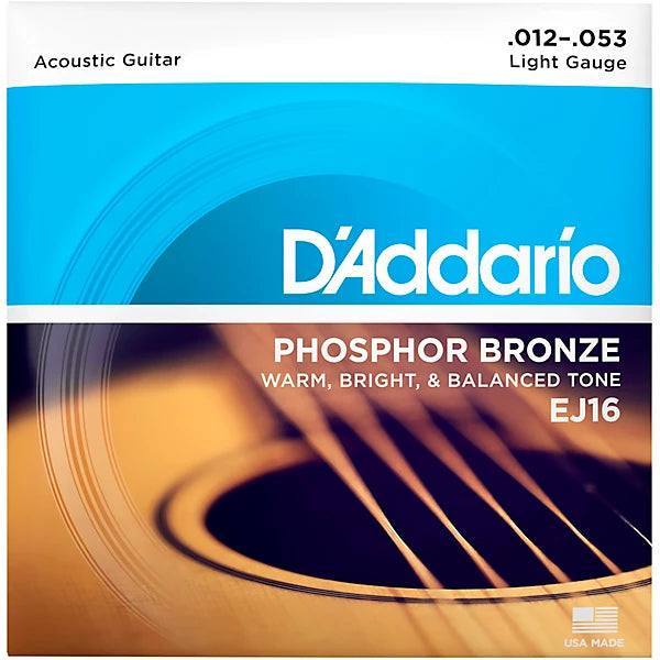 D'Addario 12-53 Light, Phosphor Bronze Acoustic Guitar Strings