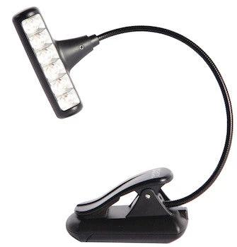 Mighty Bright Hammerhead music stand light with black gooseneck and clamp base