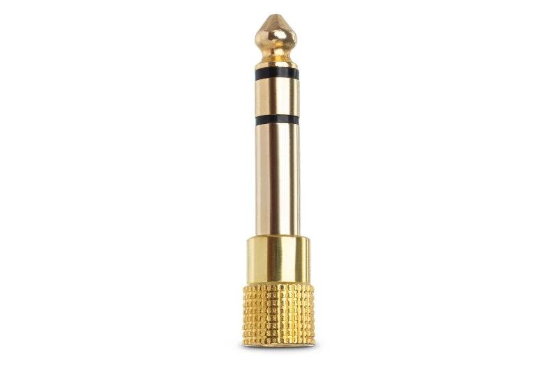Headphone adapter plug, gold-plated TRS stereo connector.