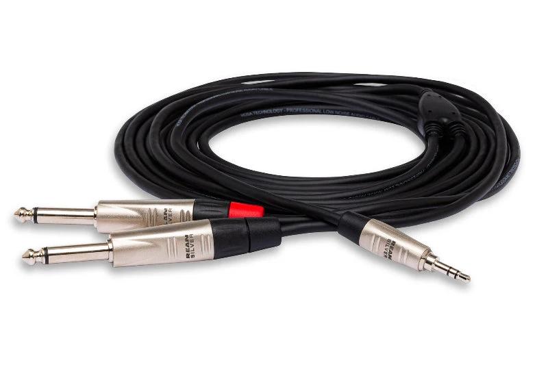Hosa Pro Stereo Breakout 3.5mm TRS to dual 1/4 in TS cable, 6 ft, black