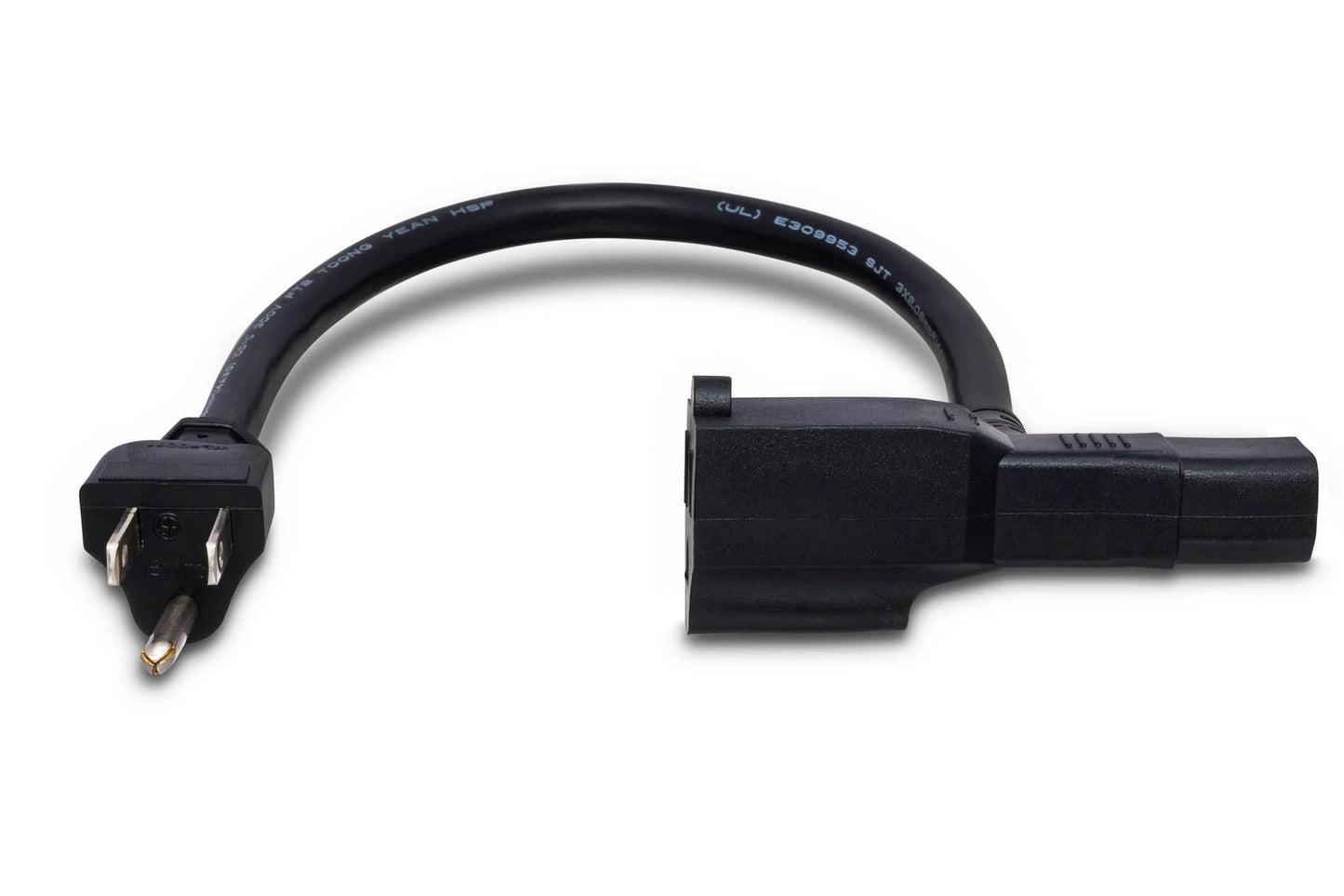 Hosa PWD-401 piggyback IEC C13 to NEMA 5-15P power cord, 1 ft, black
