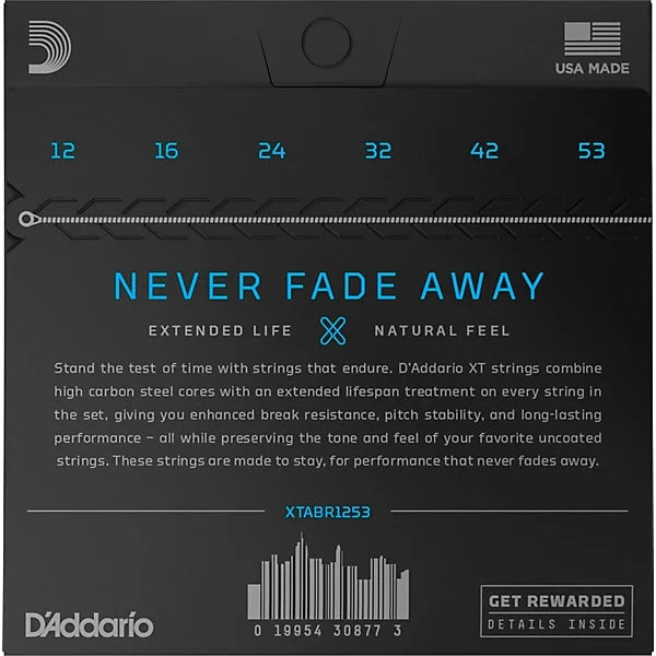 D'Addario 12-53 light, XT 80/20 Bronze Coated Acoustic Guitar Strings