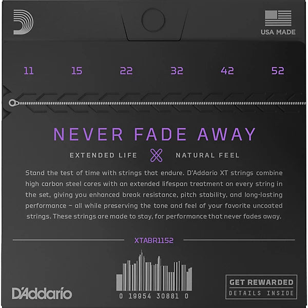 D'addario 11-52 Custom Light, XT 80/20 Bronze Coated Acoustic Guitar Strings