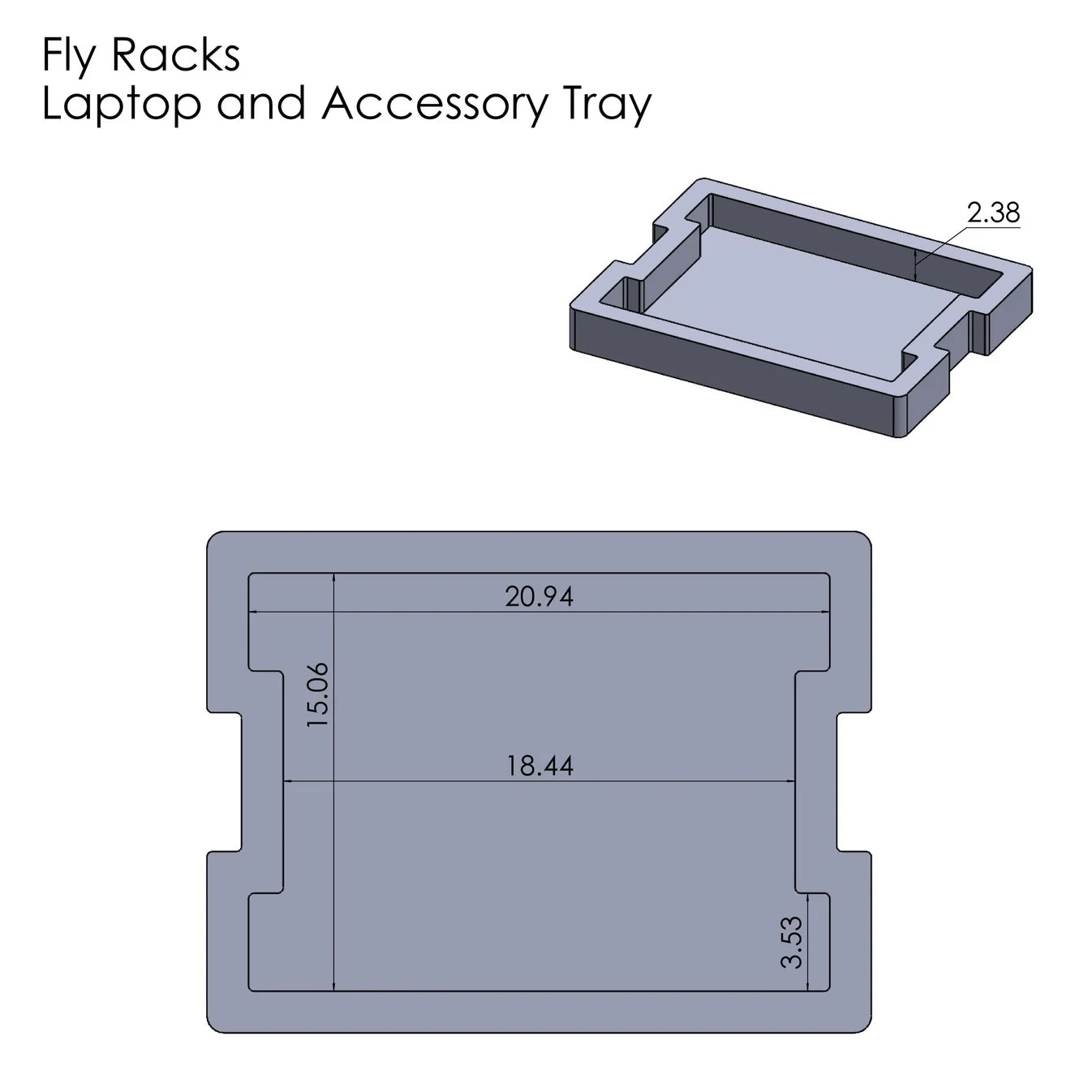 Circle Three Designs 4RU Wood Fly Rack with Pelican Air 1637 and Laptop Tray