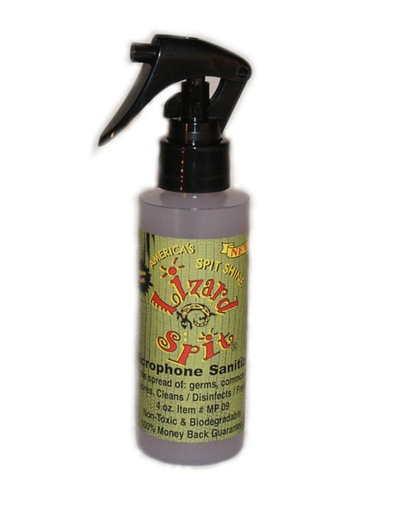 Lizard Spit Microphone Sanitizer, 4 oz grey spray bottle with black nozzle