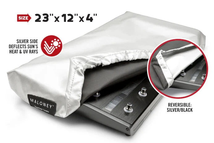 Maloney StageGear Cover for Multi-FX Floor Processor, 23x12x4 in, reversible silver/black