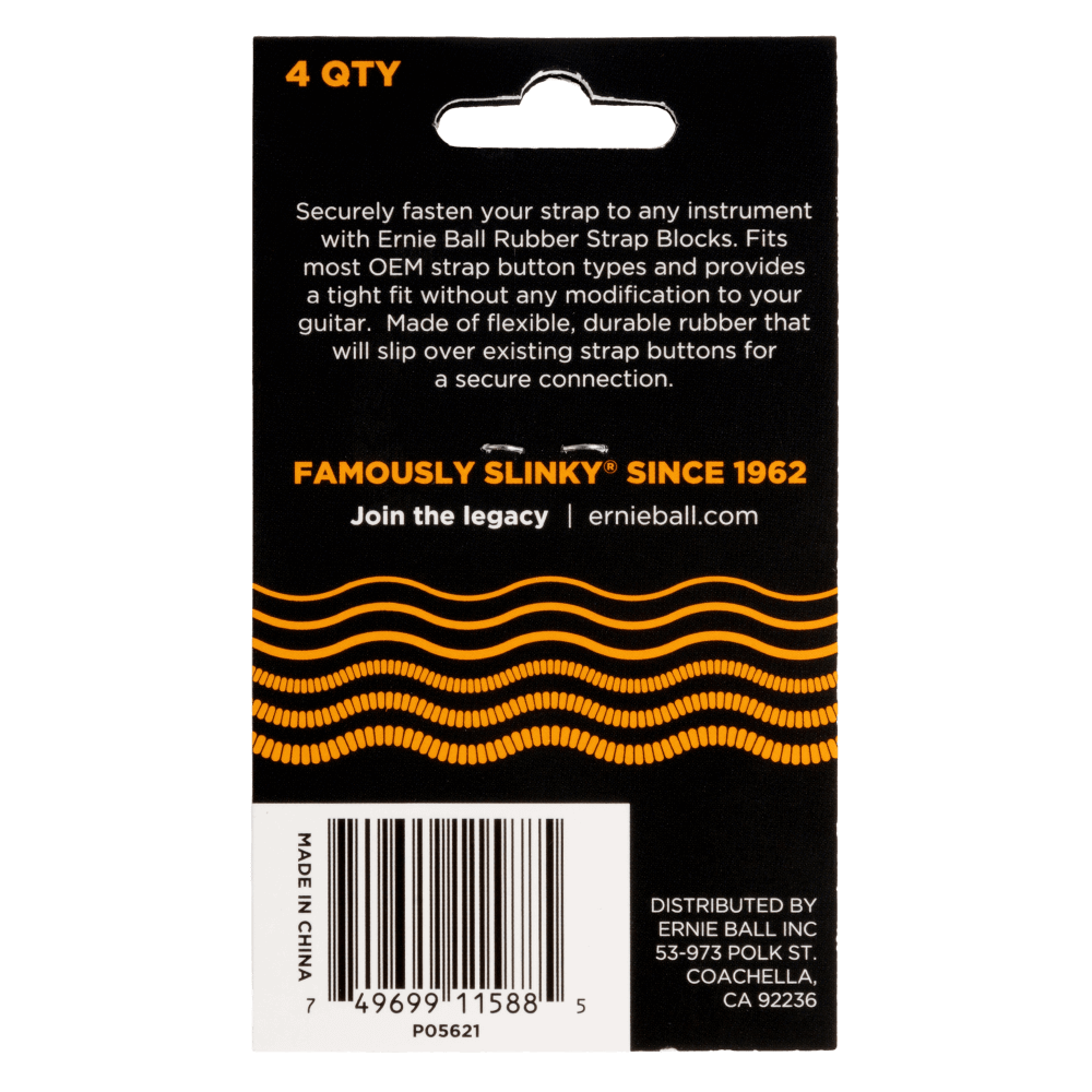 Ernie Ball Strap Blocks - Orange - 4 Pack