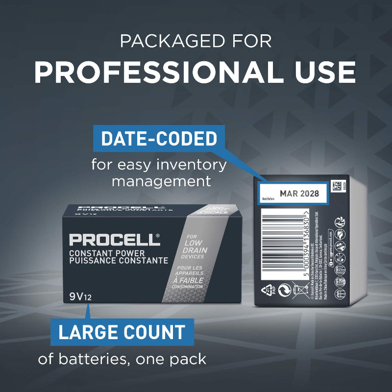 Duracell 1604A Procell Alkaline Constant Batteries 9V