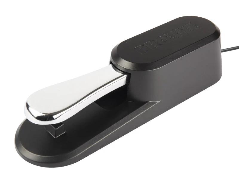 Proline piano-style sustain pedal with black base and chrome foot pedal