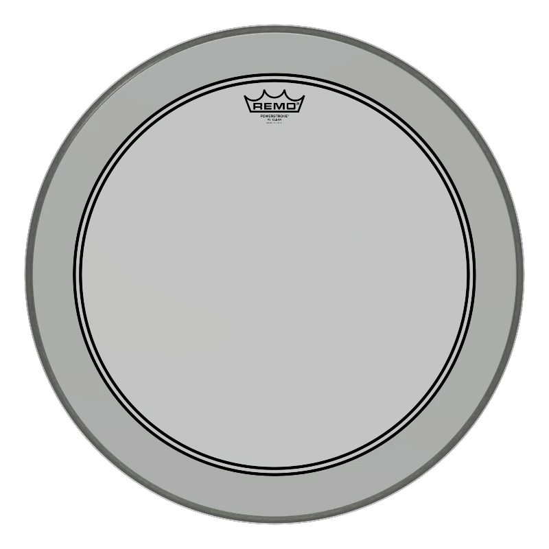 Drumhead: Remo PowerStroke P3 Clear, round with gray outer ring and black logo