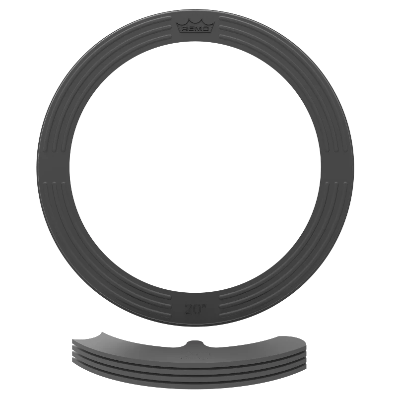 Remo External Sub Muff'l Bass Drum System two-piece ring and curved muffler insert, 20-inch gray