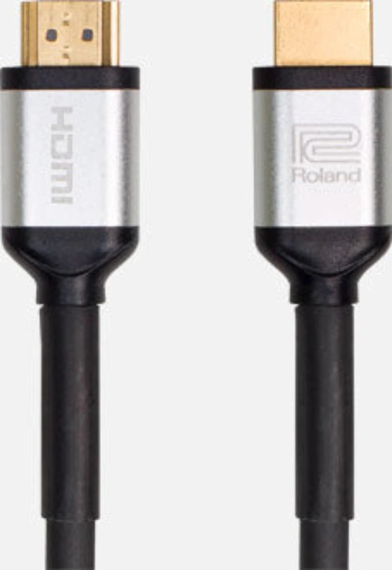 Roland HDMI Cable, 10 ft, 18 Gbps; two gold-plated Type-A connectors with Roland branding.