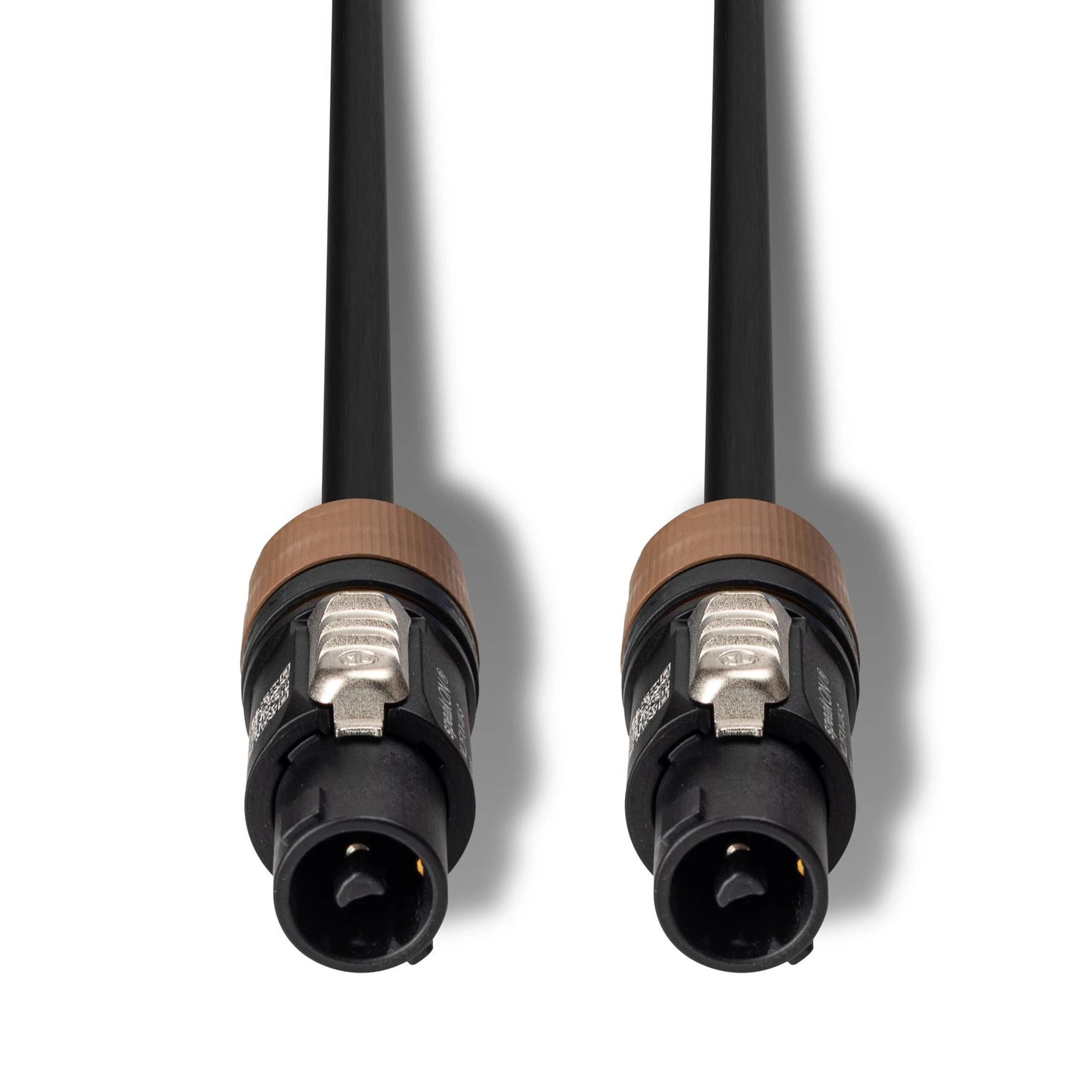 Hosa Edge speaker cables with Neutrik speakON connectors, black cables with brown collars, 2-pack