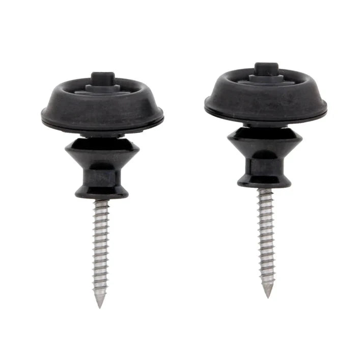 Dunlop Strap Lock System pair; dual-design guitar strap locks in black with metal screws.
