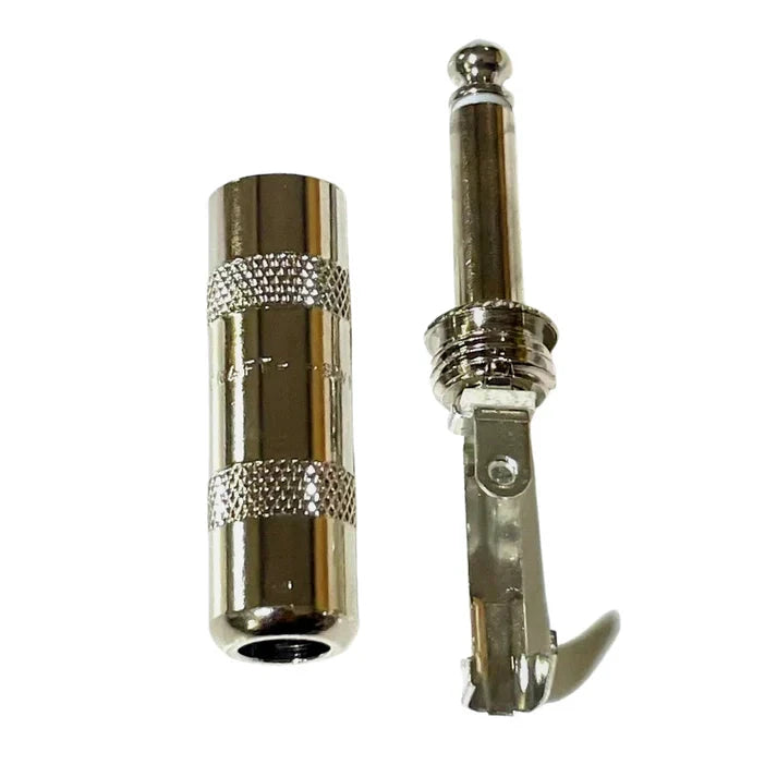 Switchcraft 280 1/4 in TS male plug connector, chrome-plated with knurled barrel