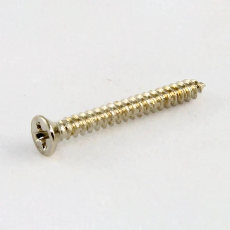 Allparts tall humbucking ring screws, silver metal machine screws.