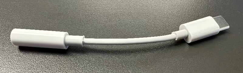 USB-C to 3.5mm audio adapter cable by Tour Essentials LA, white