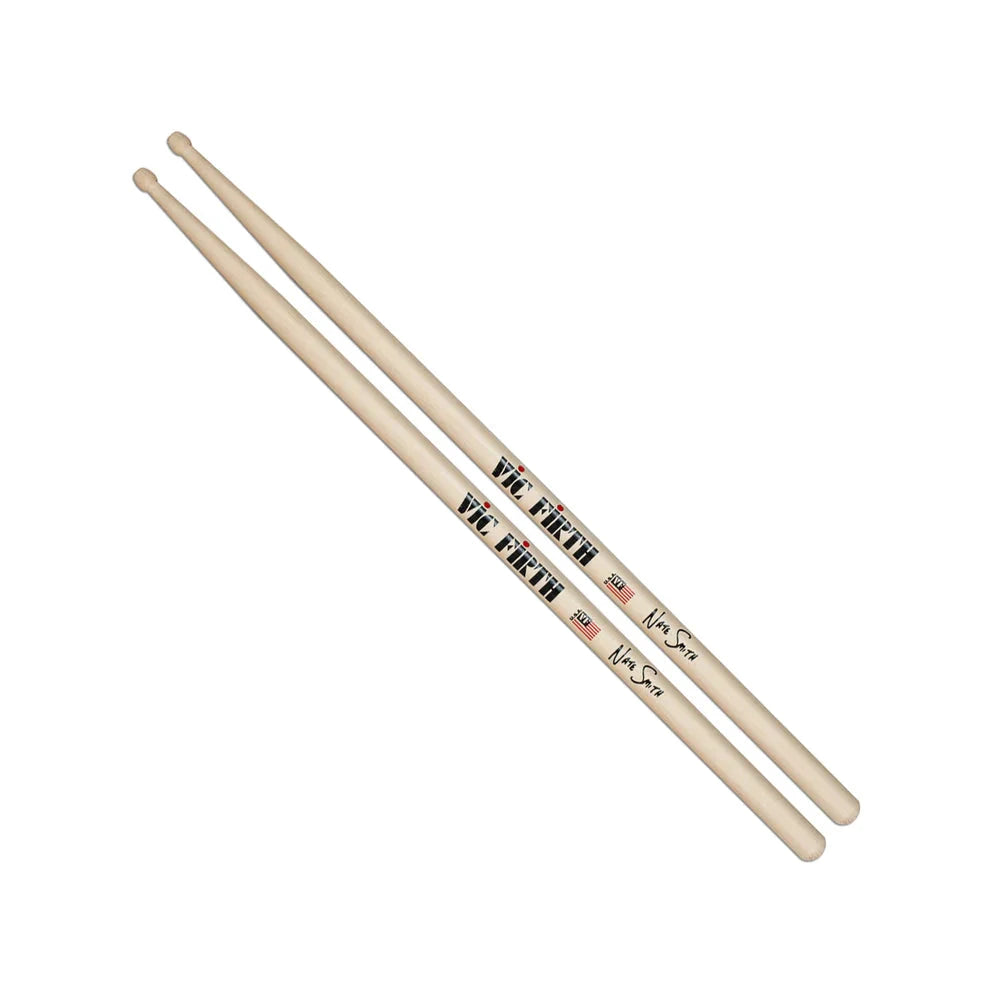 Two drumsticks with Vic Firth branding on a white background