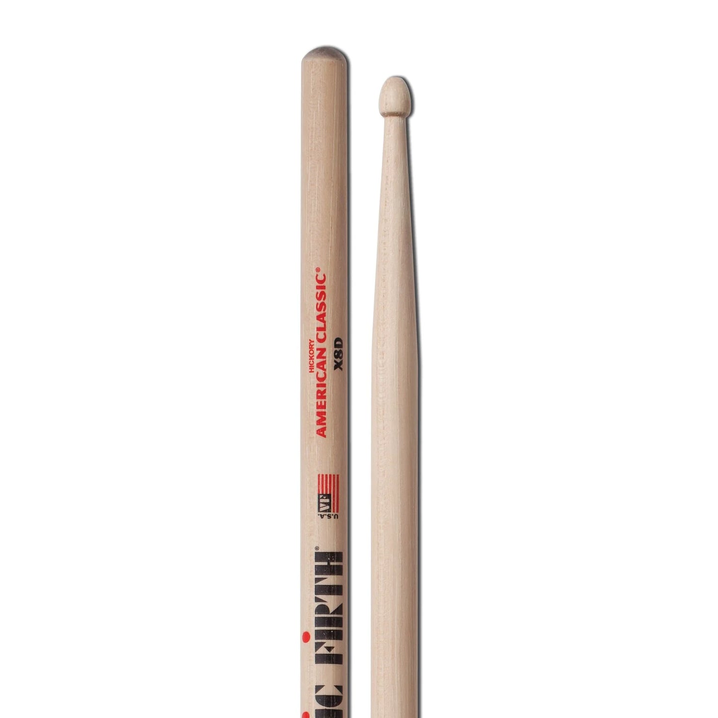 Two drumsticks with 'Vic Firth' branding on a white background