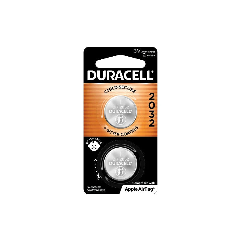 Duracell CR2032 coin battery 2-pack, 3V lithium, general purpose batteries
