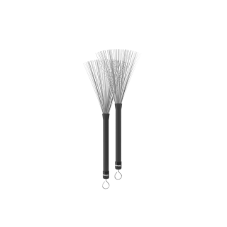 ProMark Jazz Telescopic Wire Brush pair; black handles with dual-wire brush heads, D'Addario.