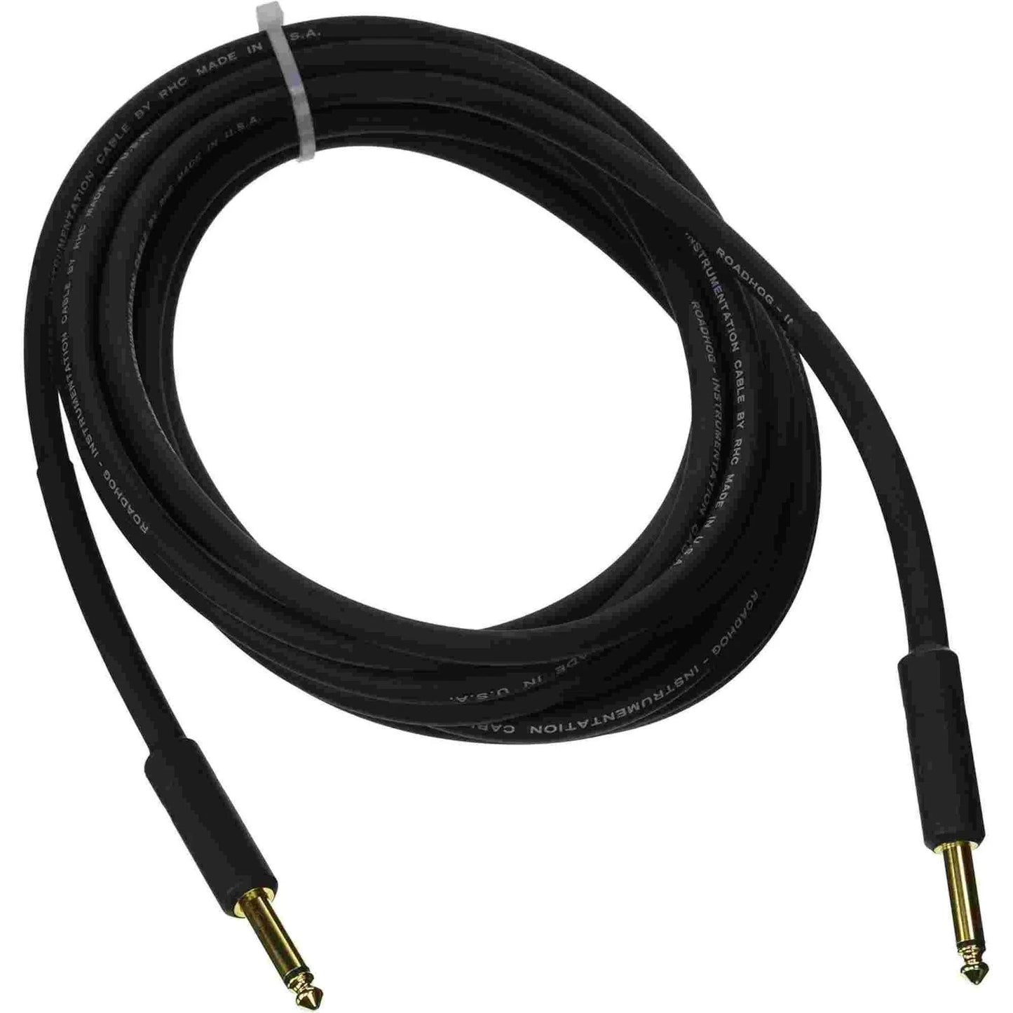 Rapco Roadhog 50 ft instrument cable with Neutrik 1/4 in TS connectors, black cable