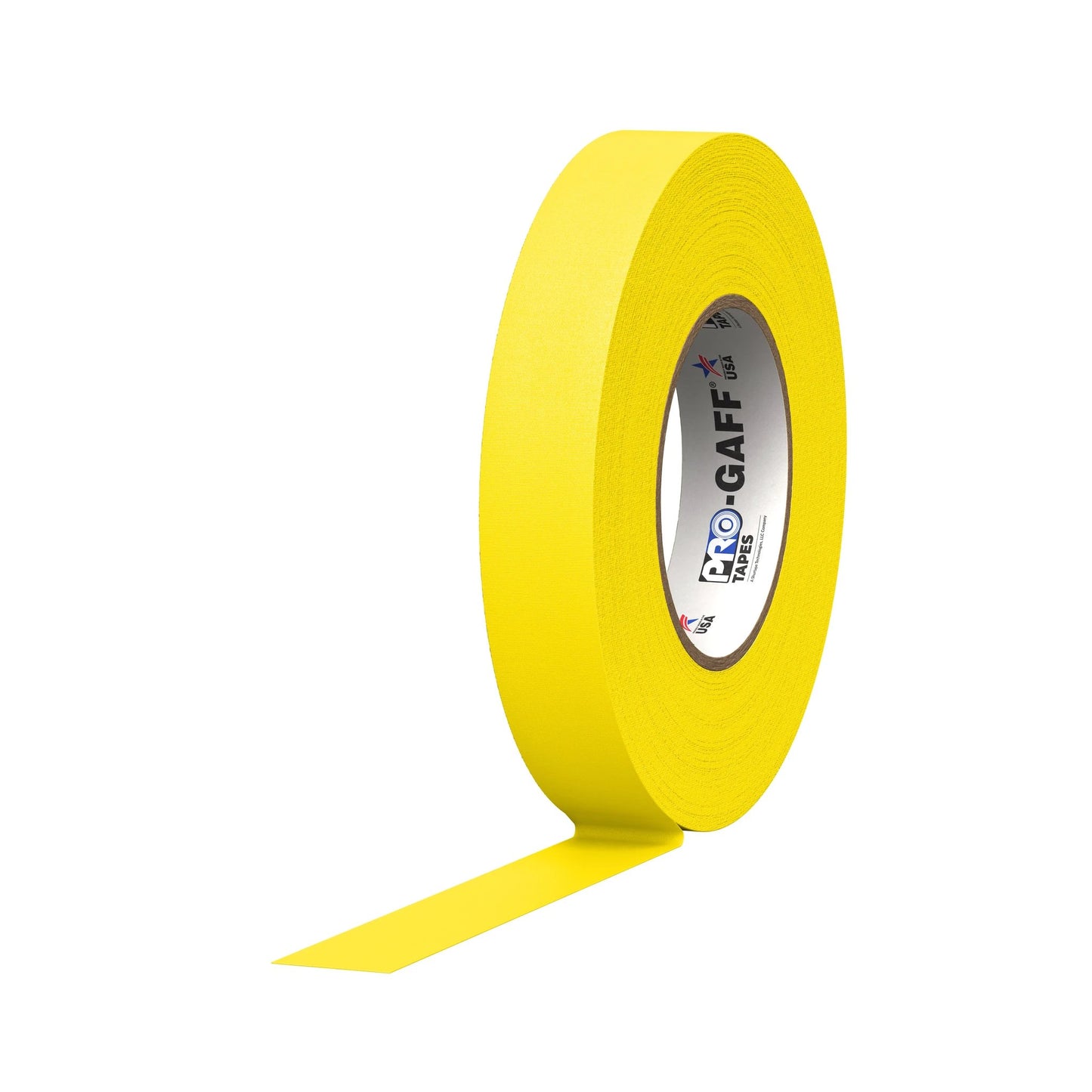 Pro Tapes Pro Gaff Gaffers Tape – 1 inch yellow gaff tape roll with a pulled strip
