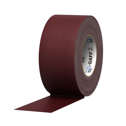 Pro Tapes Pro Gaff Gaffers Tape, 3-inch burgundy gaff tape with Pro Tapes branding on core