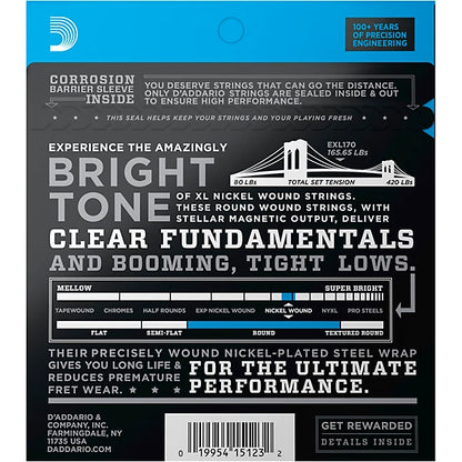 D'Addario 45-100 Regular Light, Long Scale, XL Nickel Bass Strings