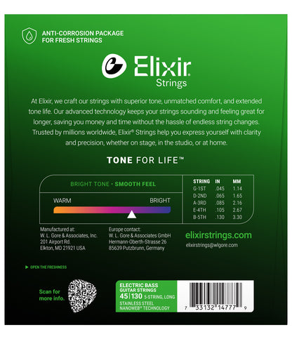 Elixir Stainless Steel Electric Bass Strings with NANOWEB Technology