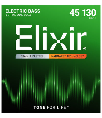 Elixir Stainless Steel Electric Bass Strings with NANOWEB Technology