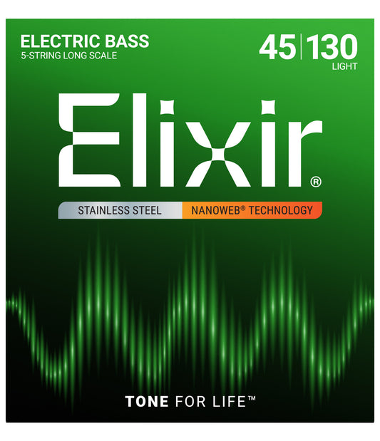 Elixir Stainless Steel Electric Bass Strings with NANOWEB Technology