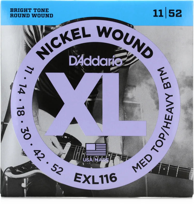 D’Addario EXL116 XL Nickel Electric Guitar Strings – 11-52 Medium